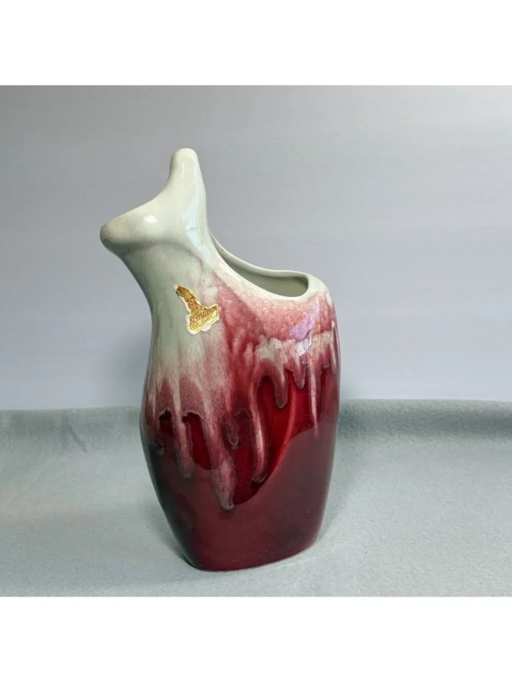 Vintage Red Wing Pottery Vase 1953 Anniversary Drip Glaze Oxblood Maroon B2317 - Picture 11 of 16